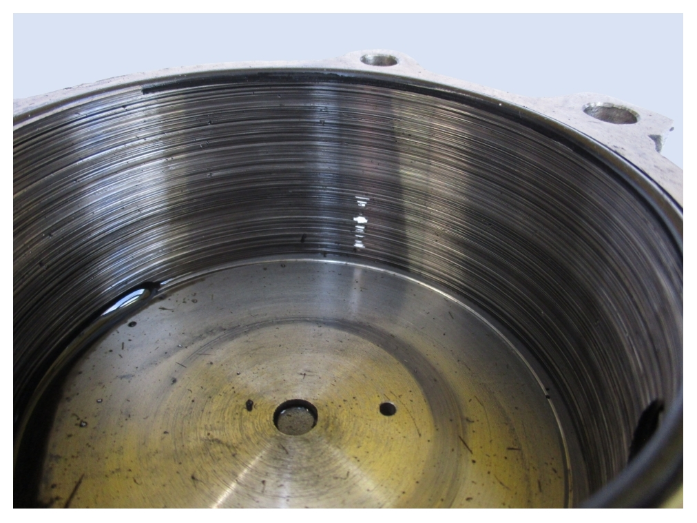 Scoring marks in the pump housing as a result of insufficient lubrication 