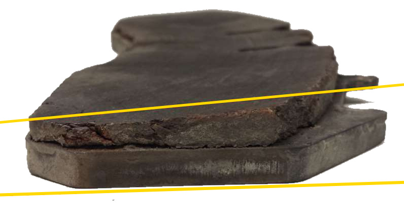 Uneven wear – diagonal or slanted pad wear