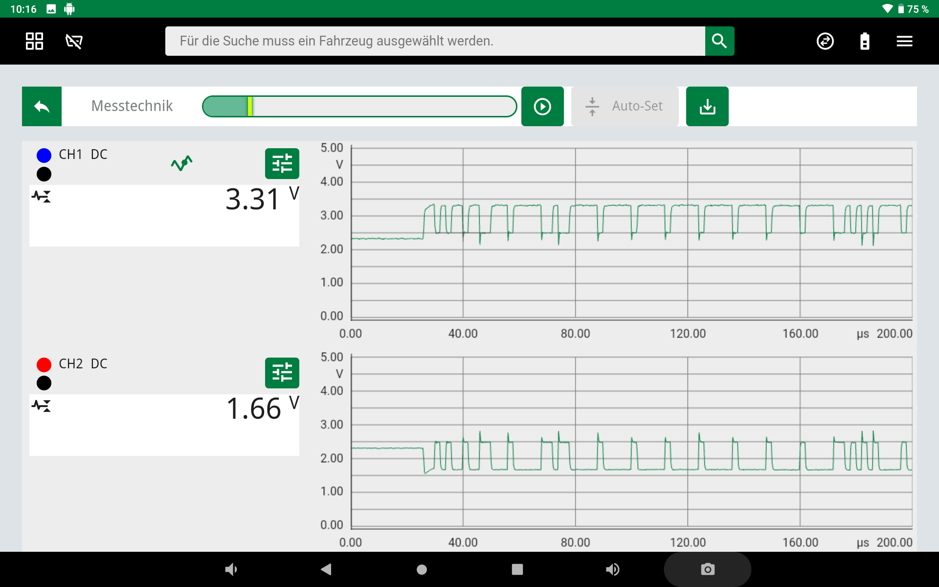 CAN signal measured at the NOx sensor control unit