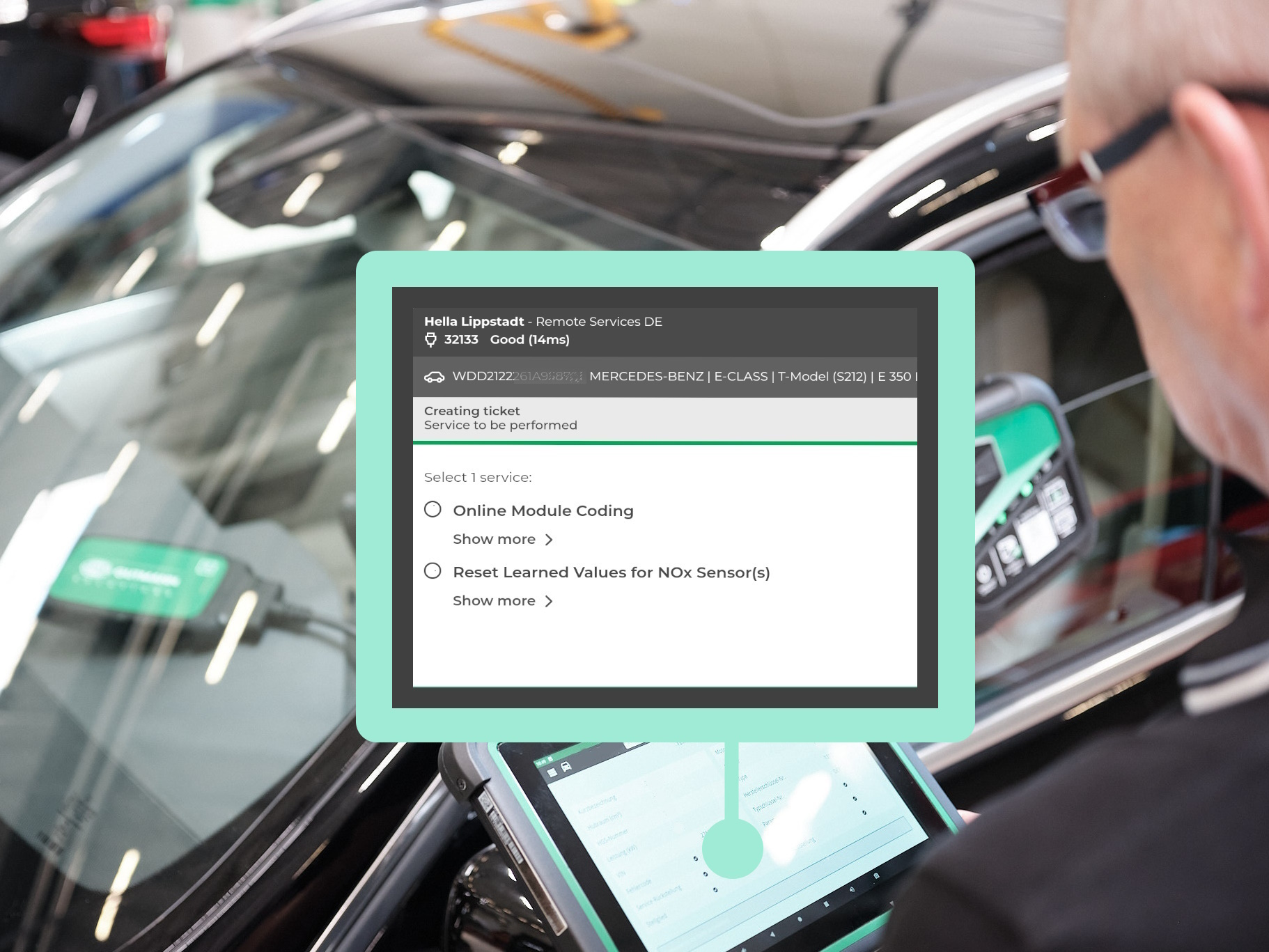The NOx sensor can be customised using macsRemote Services. Once the vehicle has been identified, the required service can be selected in the application and a ticket created.