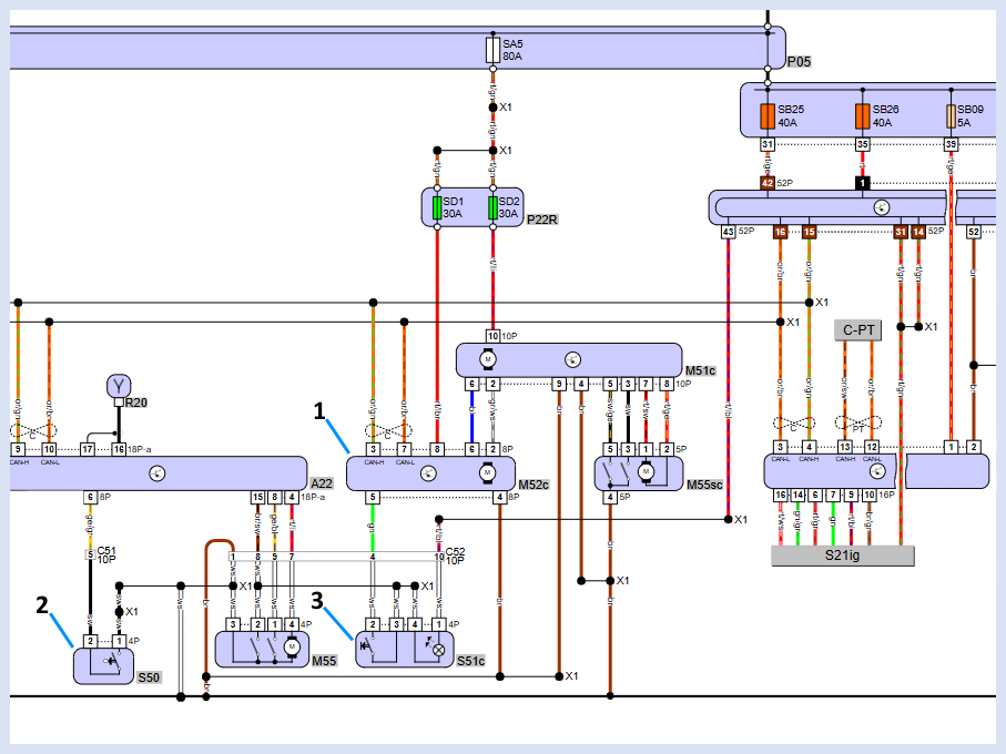 An illustrative example of a circuit diagram for control of the electric hatchback actuator.